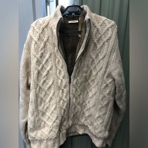 Brand new DKNY Jeans cable knit zip up sweater size large